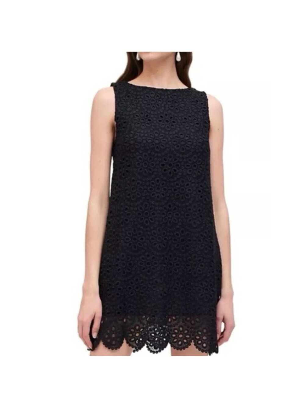 Hill House The Charlie Dress Black Eyelet Lace Sleeveless Shift L